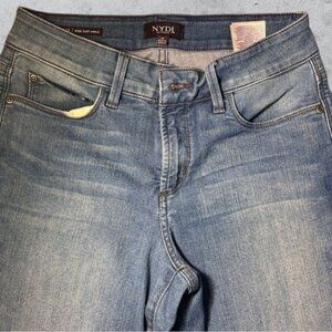 NYDJ Alina Lift Tuck Light Wash Wide Cuff Ankle Jeans Size 4